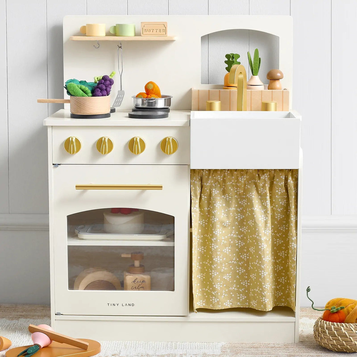 Tiny Land Wooden Play Kitchen for Toddlers - Honey Kitchenette Pretend Cooking Set — product image 9 of 20