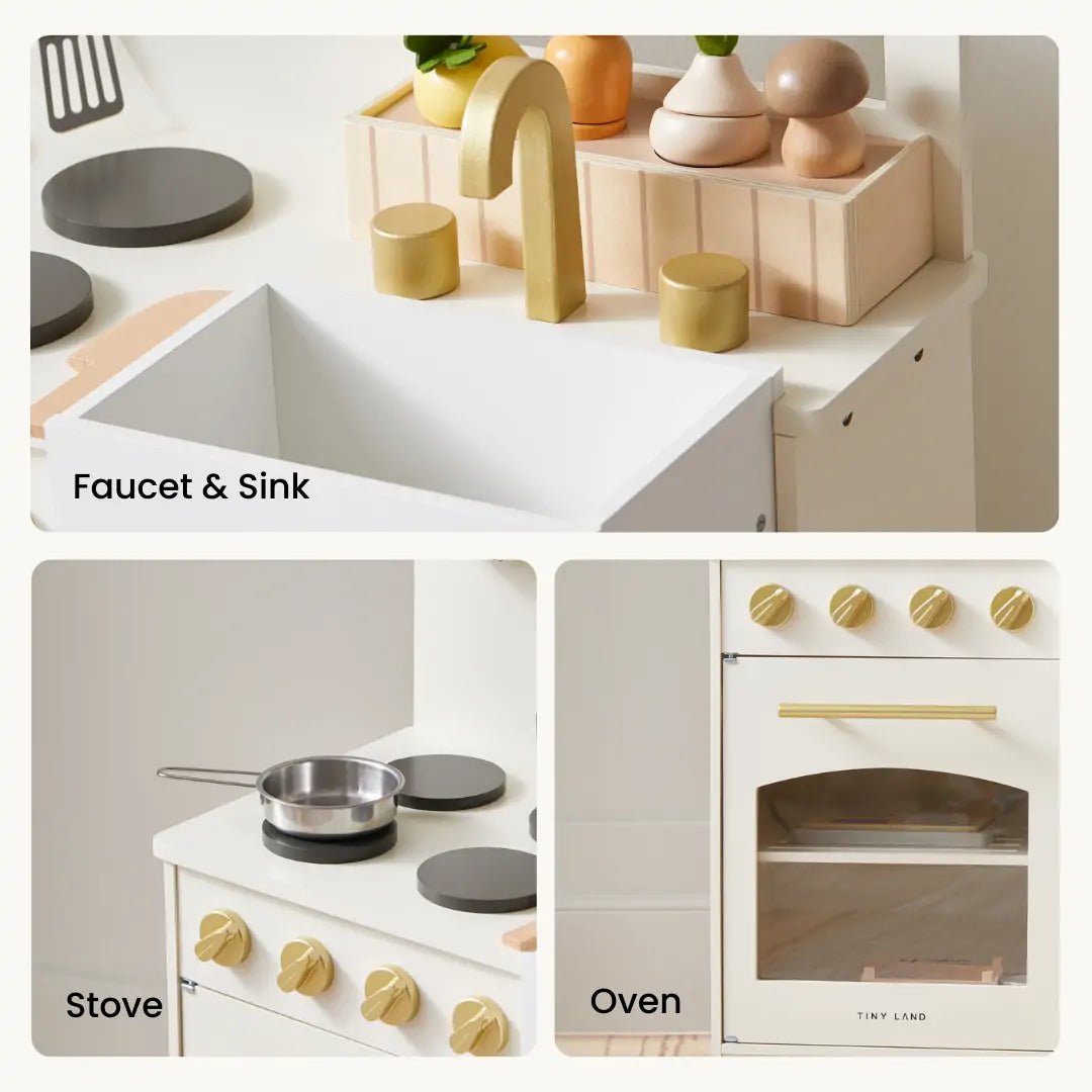 Tiny Land Wooden Play Kitchen for Toddlers - Honey Kitchenette Pretend Cooking Set — product image 11 of 20