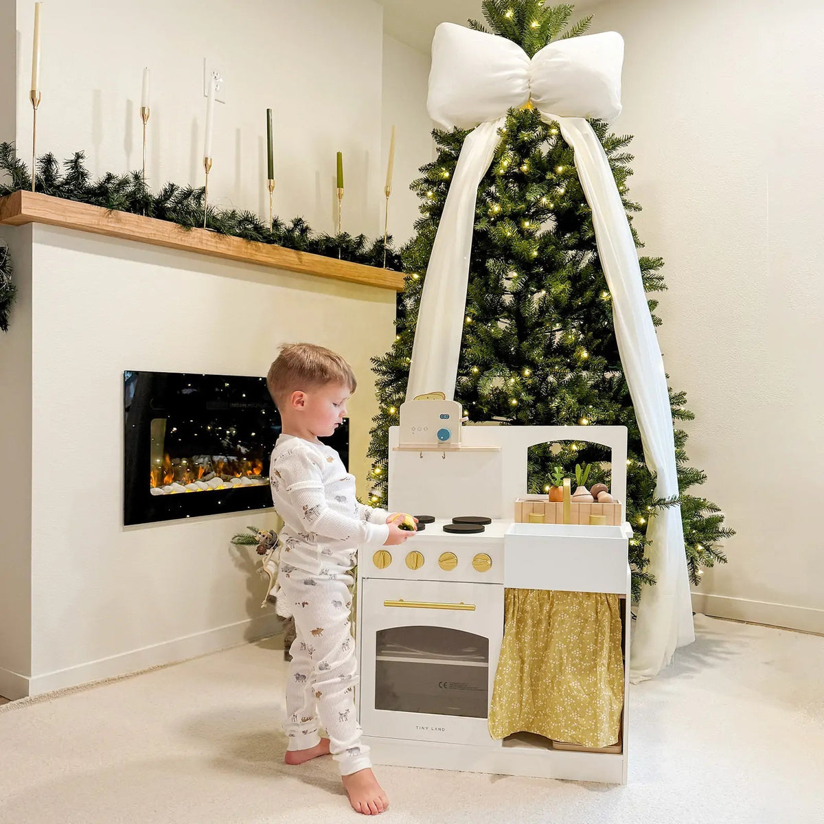 Tiny Land Wooden Play Kitchen for Toddlers - Honey Kitchenette Pretend Cooking Set — product image 16 of 20