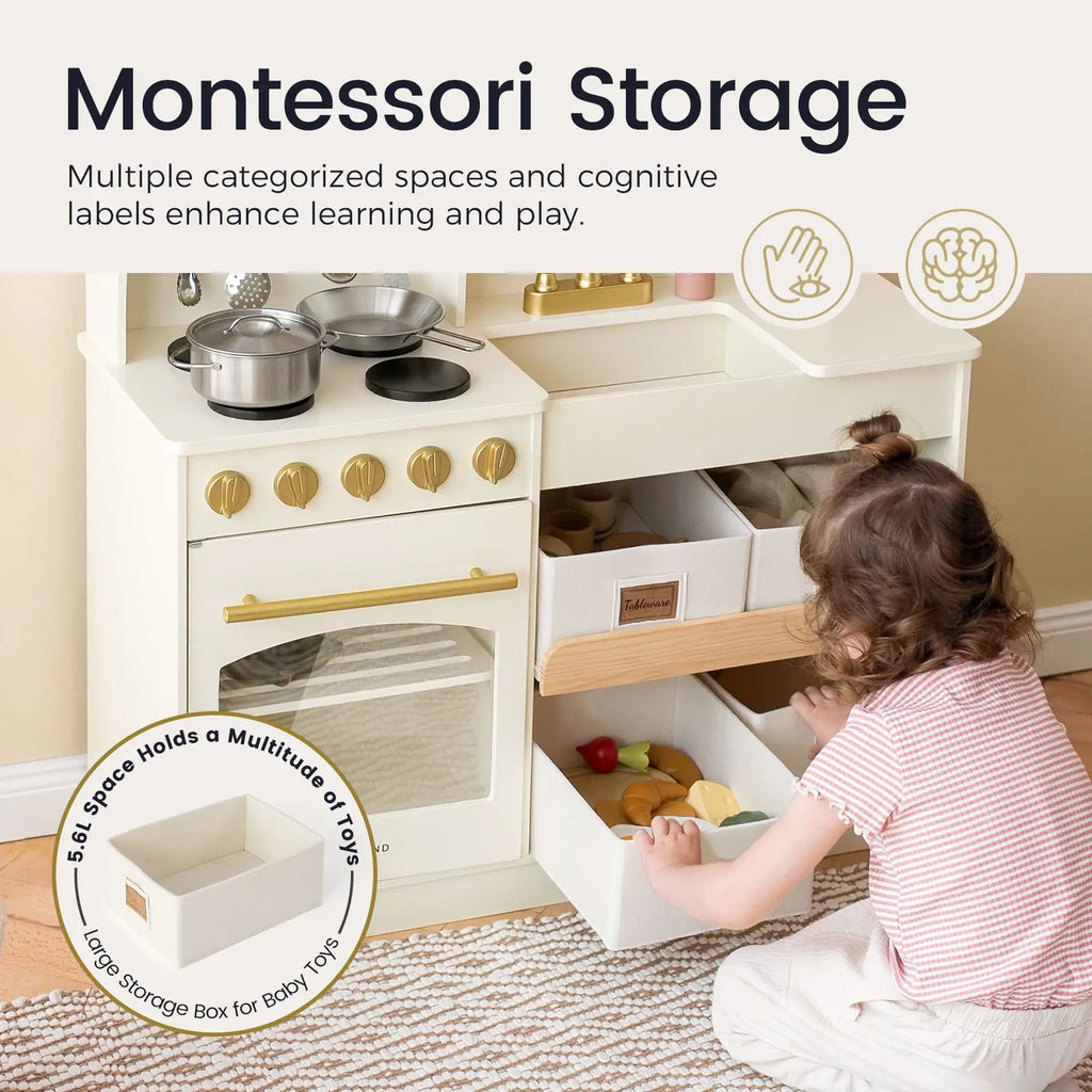 Tiny Land Wooden Play Kitchen with Storage for Creative Toddlers — product image 4 of 33