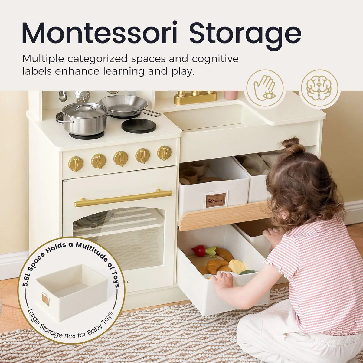 Tiny Land Wooden Play Kitchen with Storage for Creative Toddlers — product image 4 of 33