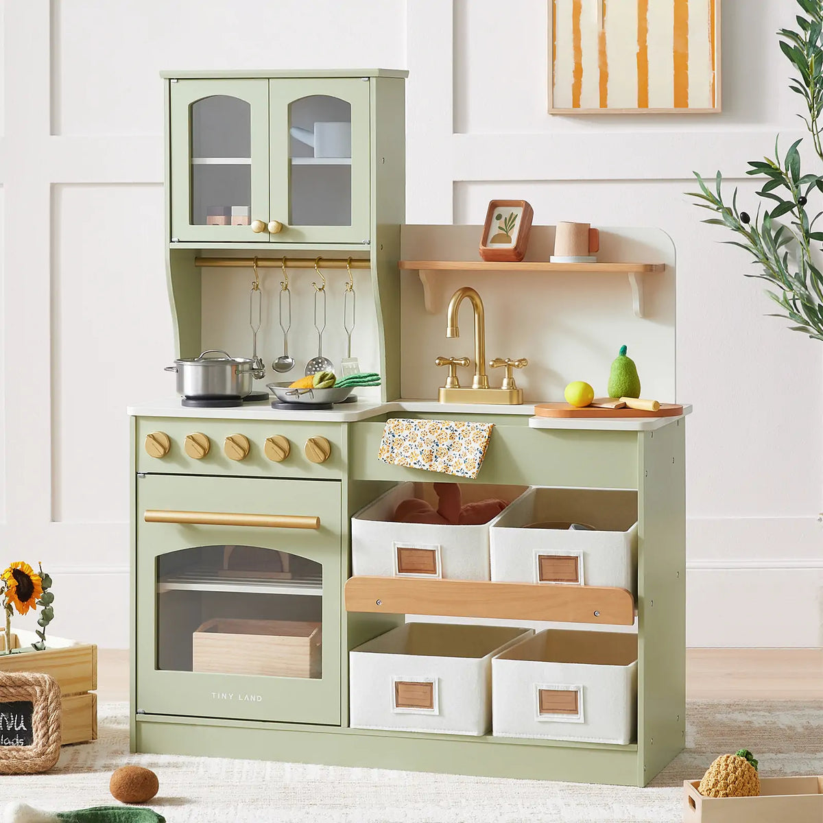 Tiny Land Wooden Play Kitchen with Storage for Creative Toddlers — product image 9 of 33