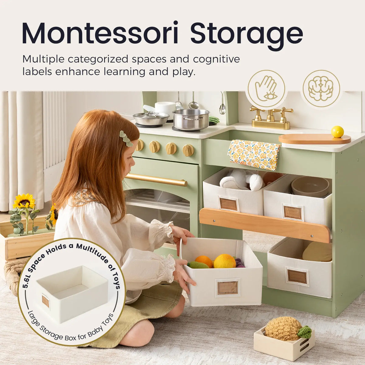 Tiny Land Wooden Play Kitchen with Storage for Creative Toddlers — product image 10 of 33
