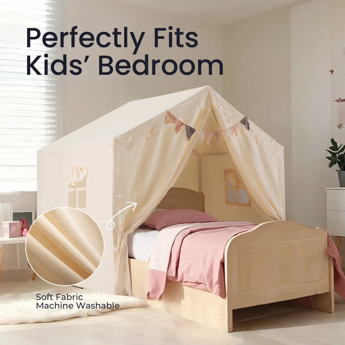 Tiny Land Kids Tent – Large Cozy Tent with Star Lights — product image 3 of 18