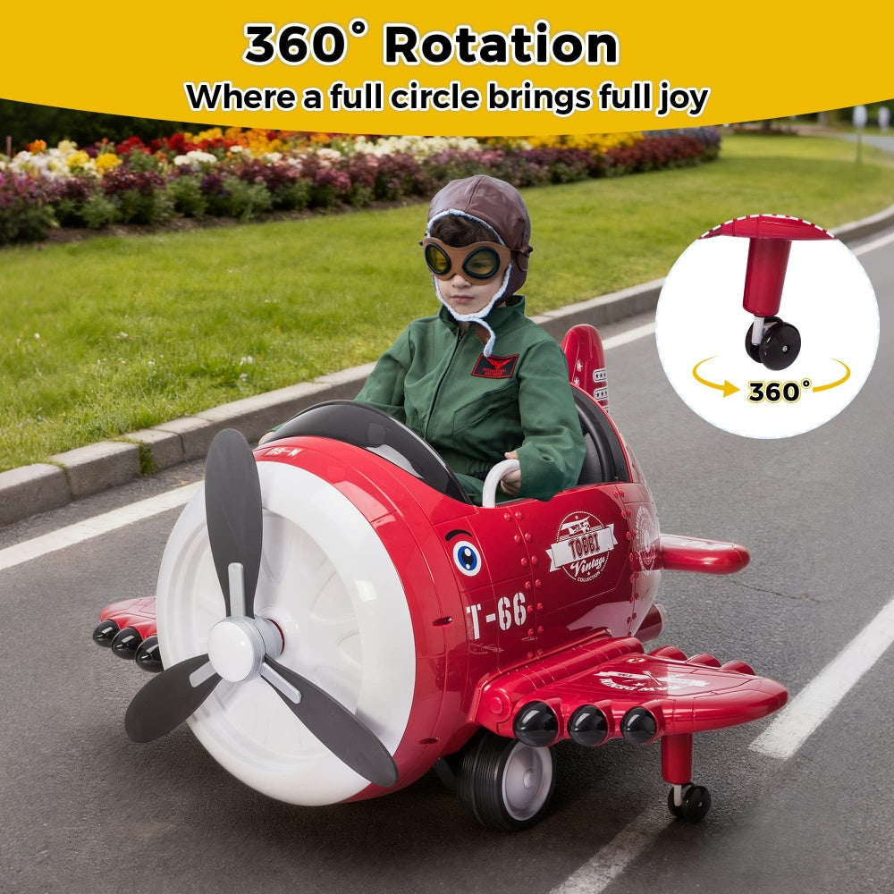 TOBBI 12V Electric Kids Ride-On Toy Airplane — product photo 1 of 10