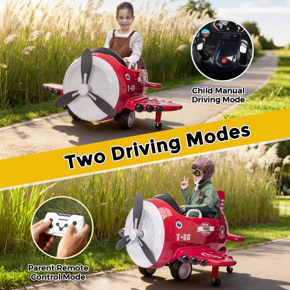 TOBBI 12V Electric Kids Ride-On Toy Airplane — product photo 4 of 10