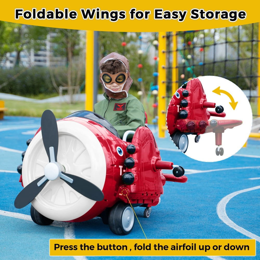 TOBBI 12V Electric Kids Ride-On Toy Airplane — product photo 6 of 10