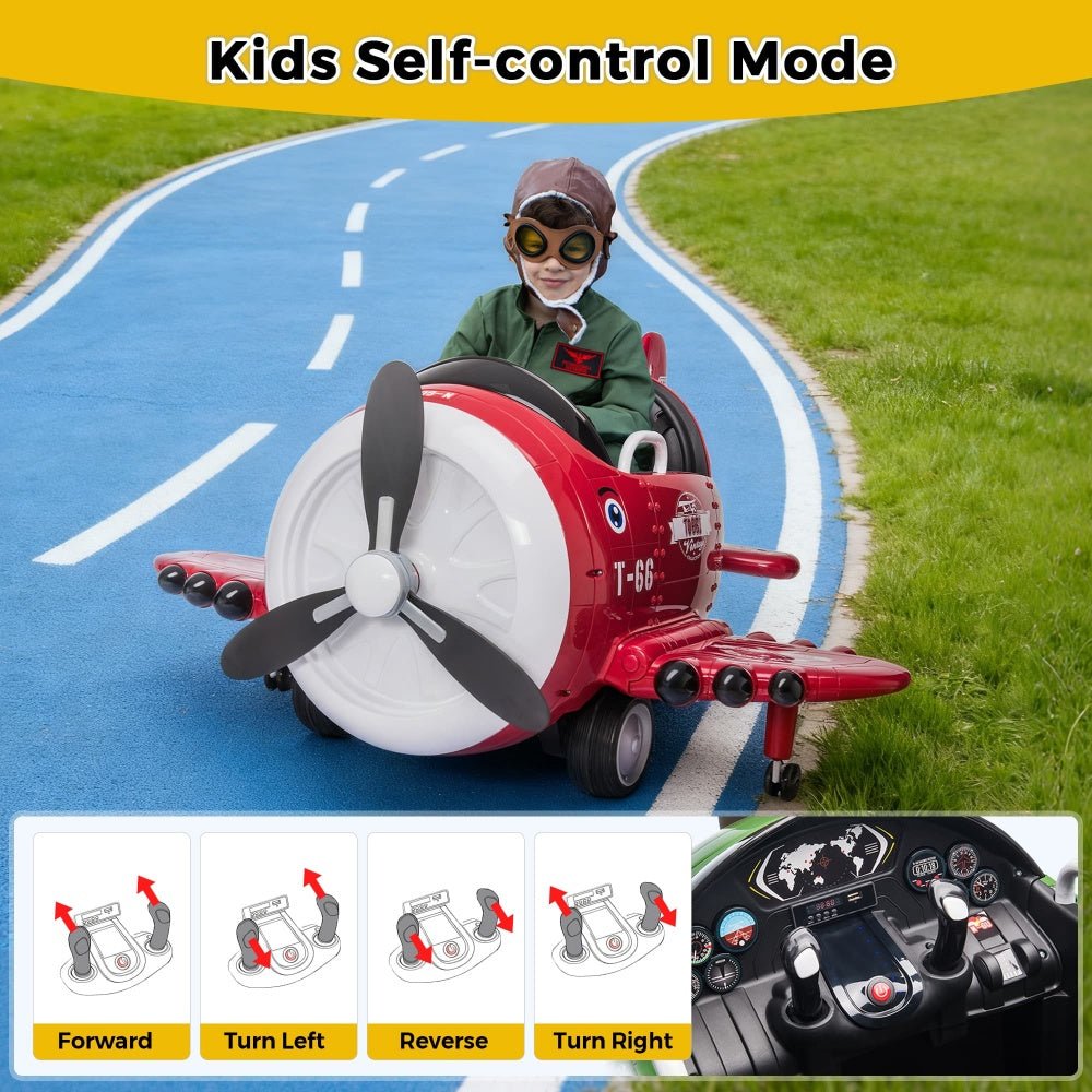 TOBBI 12V Electric Kids Ride-On Toy Airplane — product photo 5 of 10