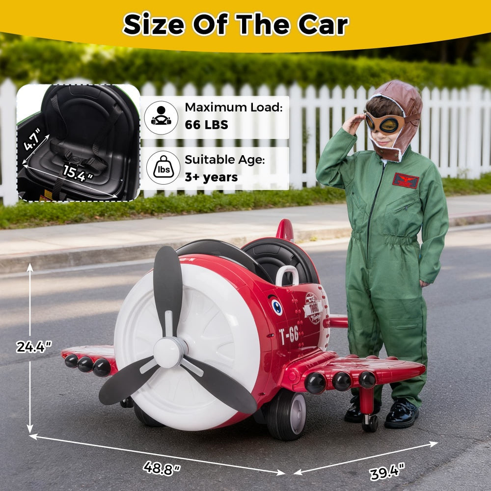 TOBBI 12V Electric Kids Ride-On Toy Airplane — product photo 3 of 10