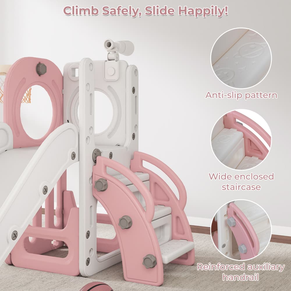 TOBBI & NYEEKOY 6-in-1 Toddler Slide Playset with Basketball Hoop — product photo 7 of 7