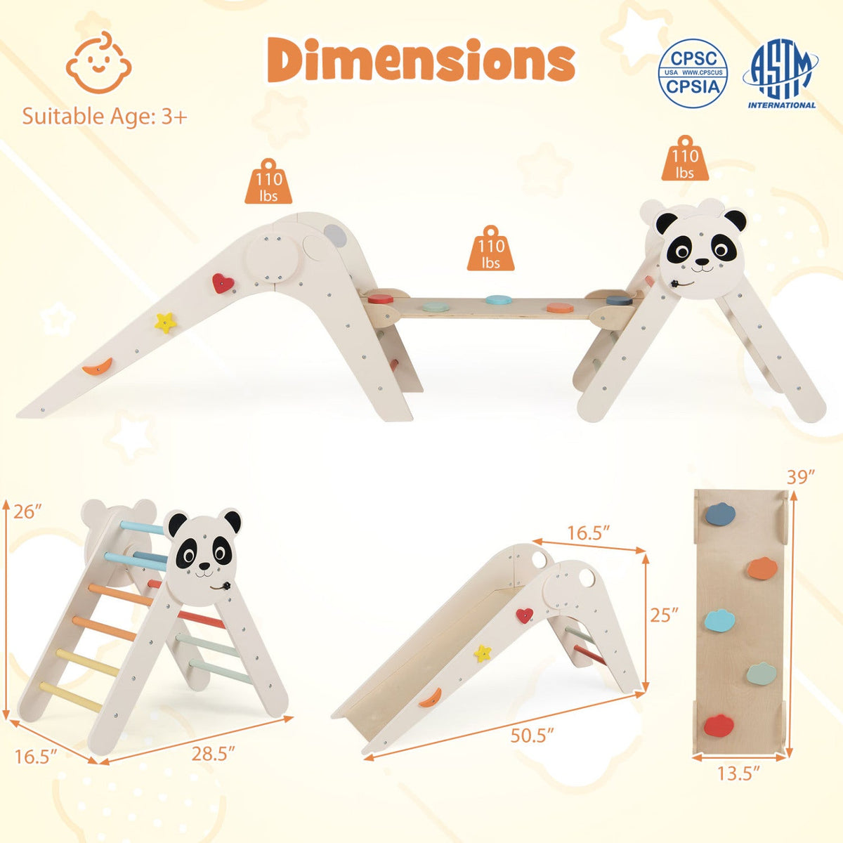 Panda Trail Folding Wooden Climbing Set