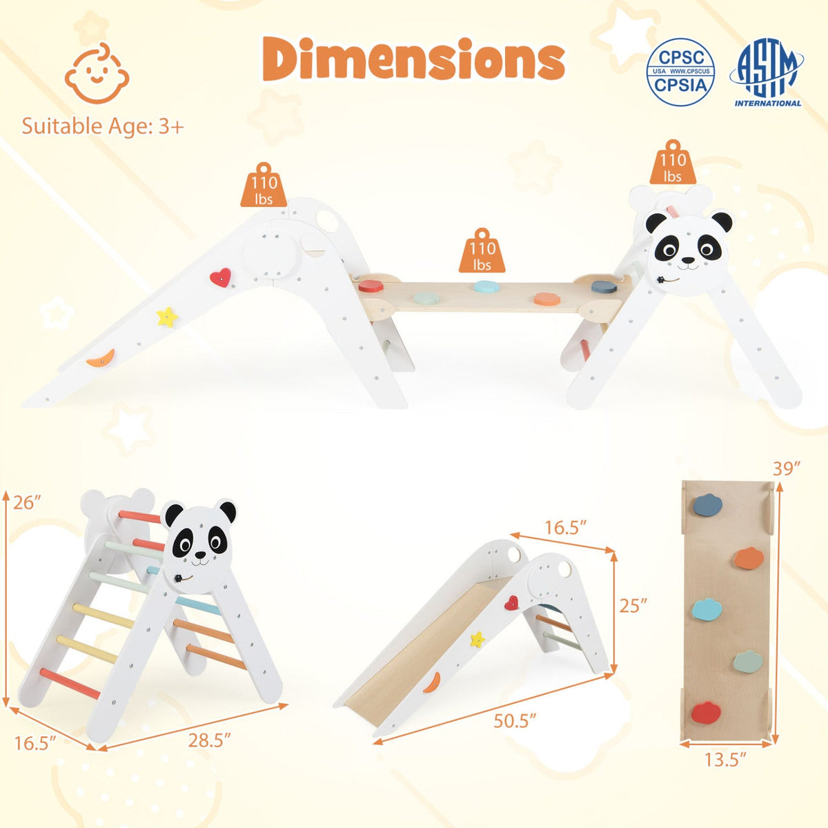 Panda Trail Folding Wooden Climbing Set