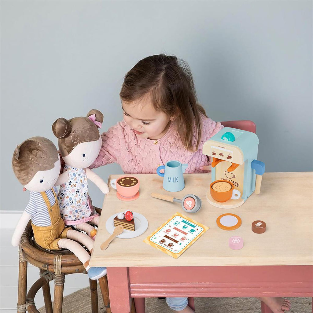 Tiny Land® Play Kitchen Accessories – Children’s Coffee Maker: Wooden Kids Play Coffee Maker Set