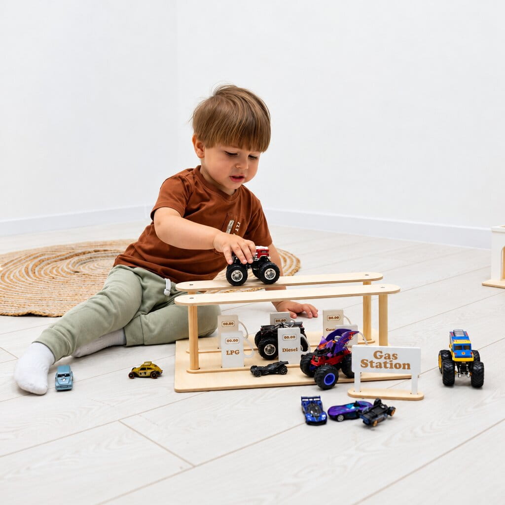 Wooden Gas Station Toy