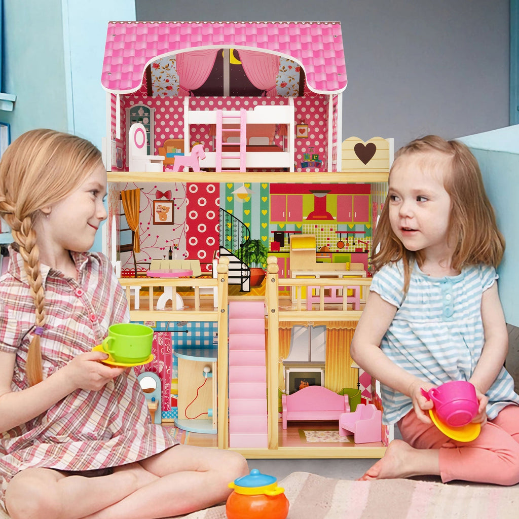 Rosebud Three-Story Dollhouse — 6 Rooms