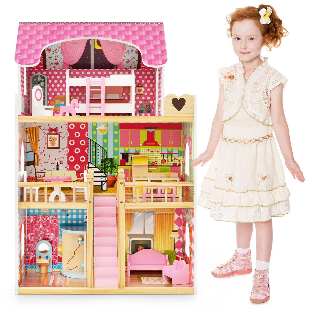 Rosebud Three-Story Dollhouse — 6 Rooms