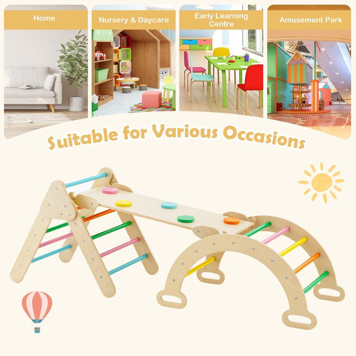 Little Explorer 5-in-1 Wooden Climbing Set