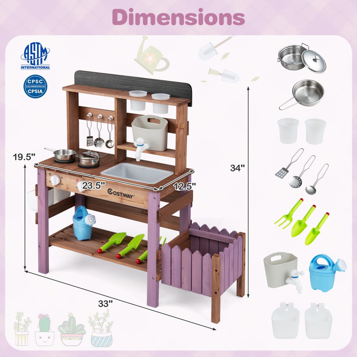 Garden Chef Mud Kitchen with Working Faucet