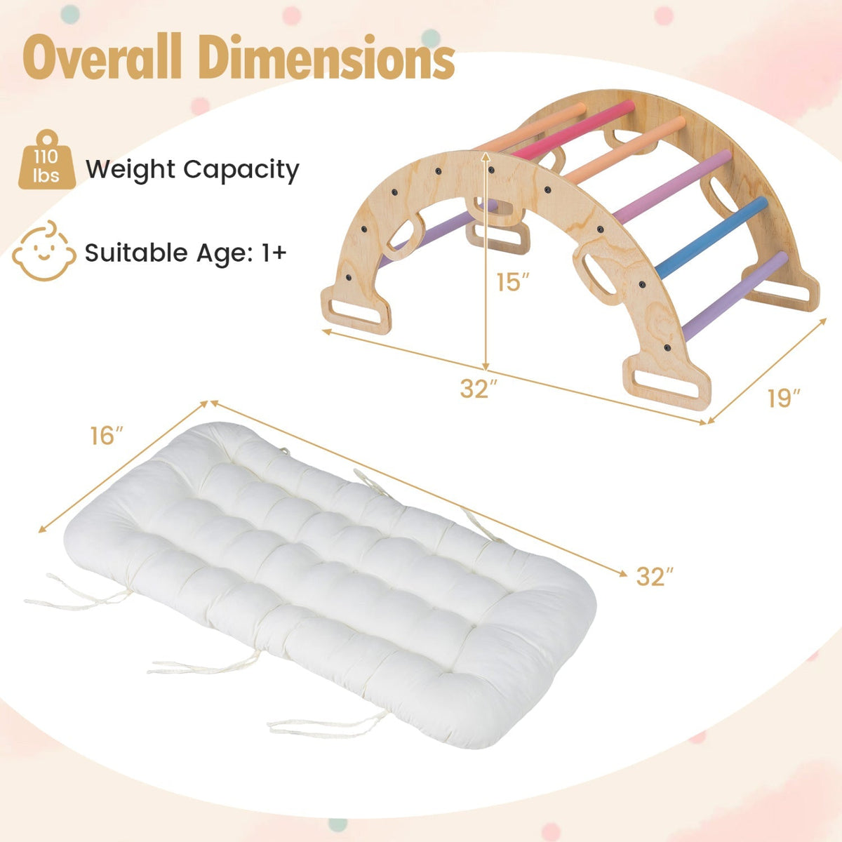 Rock & Climb Wooden Arch with Cushion