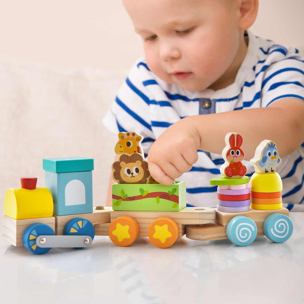 Animal Parade Wooden Stacking Train