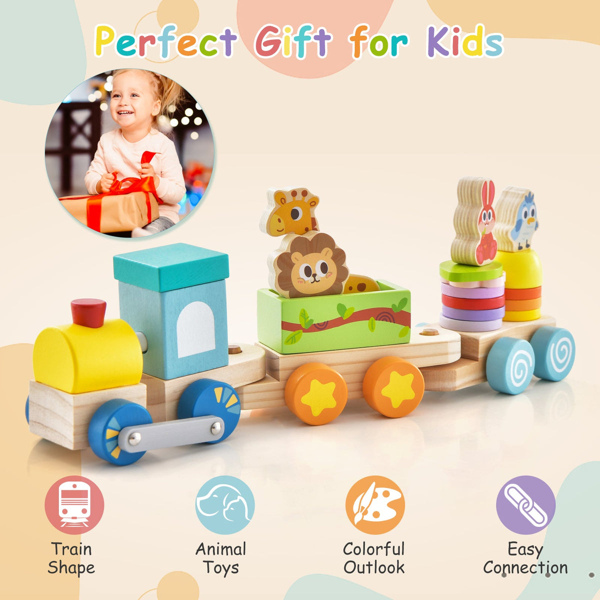Animal Parade Wooden Stacking Train