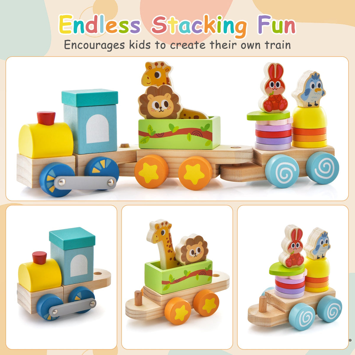 Animal Parade Wooden Stacking Train