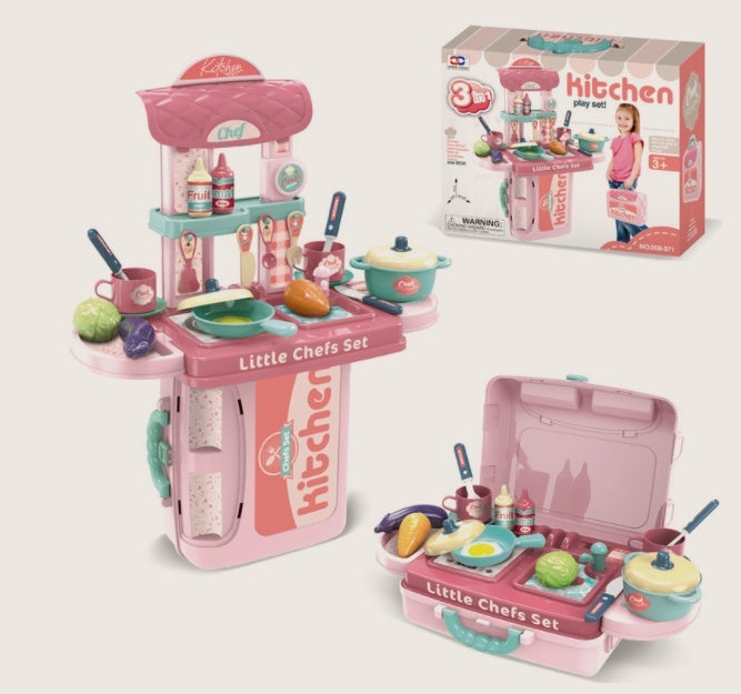 Close-up view of the pretend play handbag with dress-up tools
