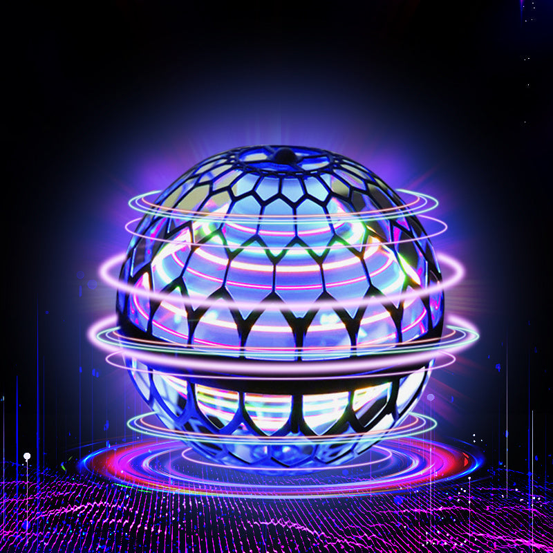 The hand controlled flying hover ball and its details up close