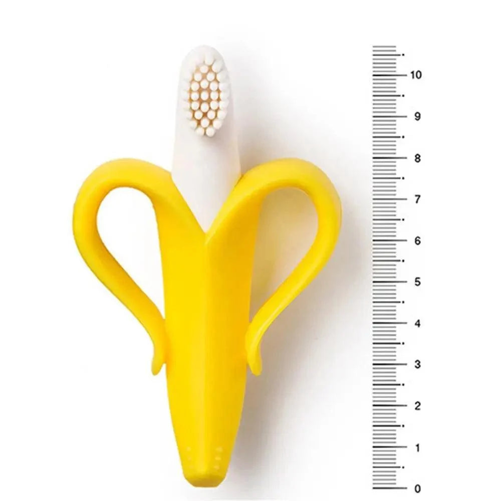 Baby Teether Toys Toddle Safe Banana Teething Ring Silicone Chew Dental Care Toothbrush Nursing Beads Gift For Infant