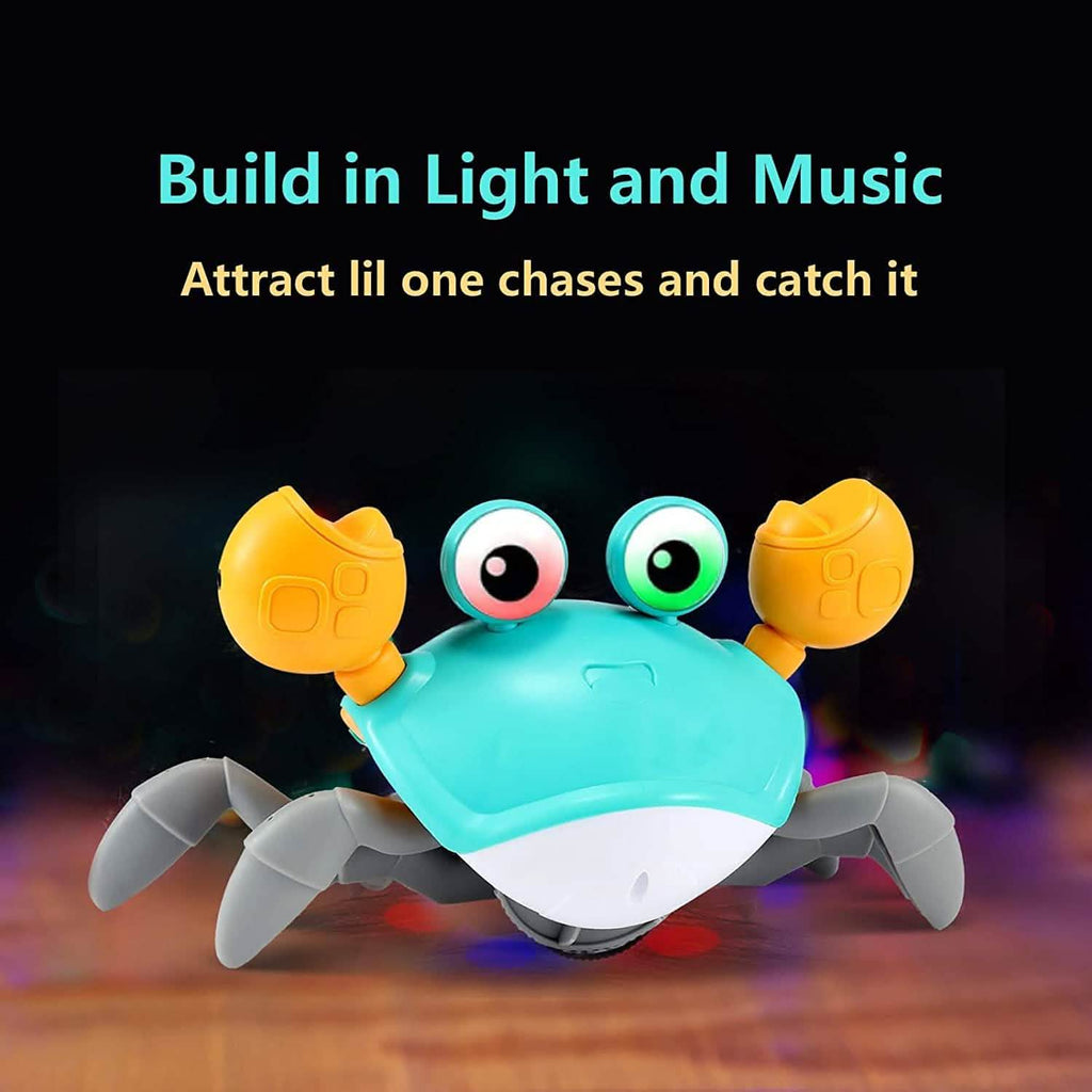 The interactive crawling crab baby toy shown in detail