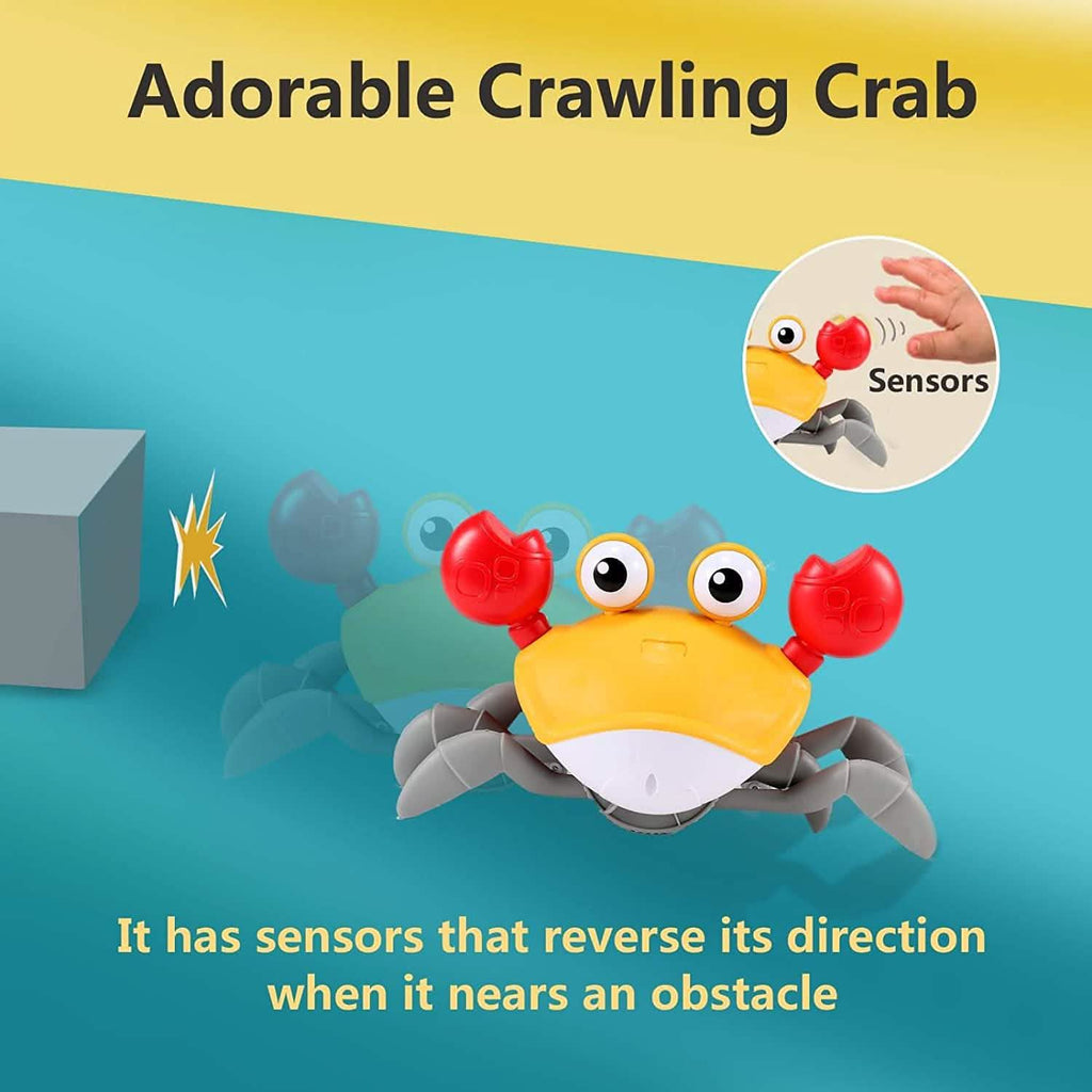 Detailed look at the interactive crawling crab baby toy