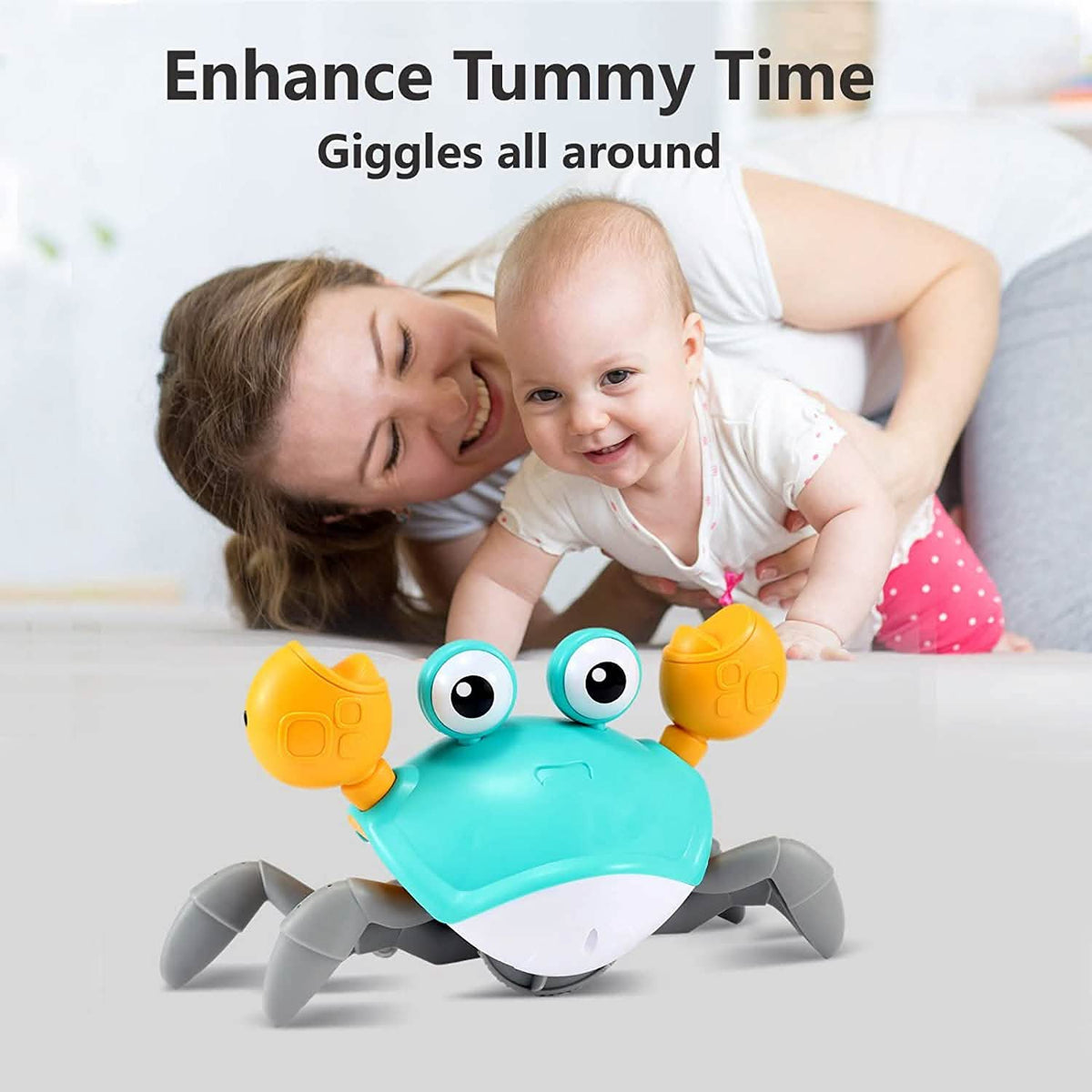 interactive crawling crab baby toy arranged for display