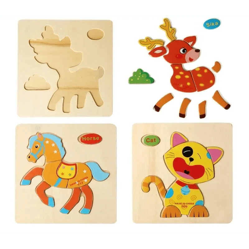 Baby Wooden Puzzle Toys for Toddlers Developing Educational Kids Toys For Children Game Cartoon Animal Gift 3 Years