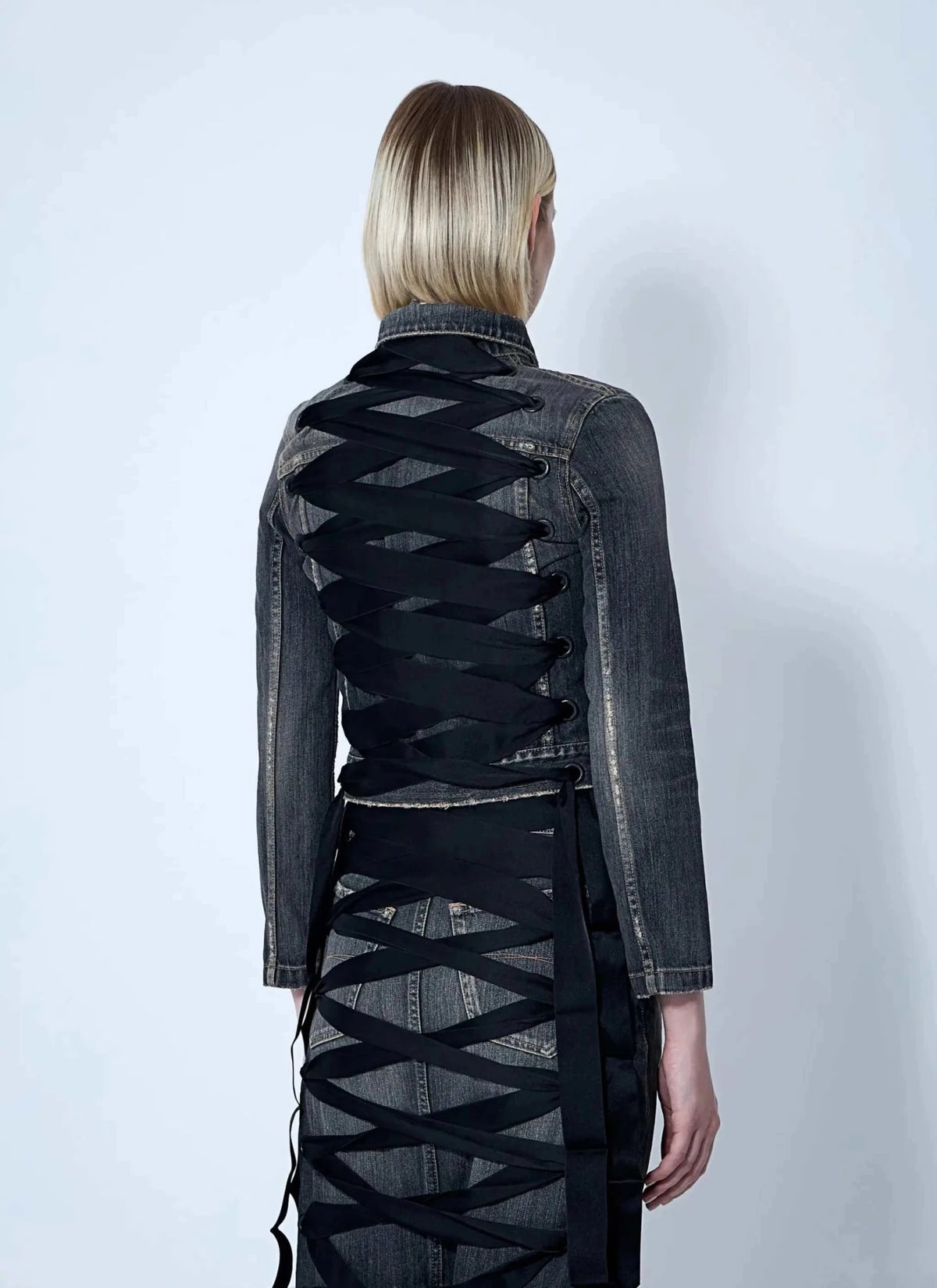 Balenciaga Women Lace-Up Denim Jacket - Maven Couture IncOuterwear / Jackets