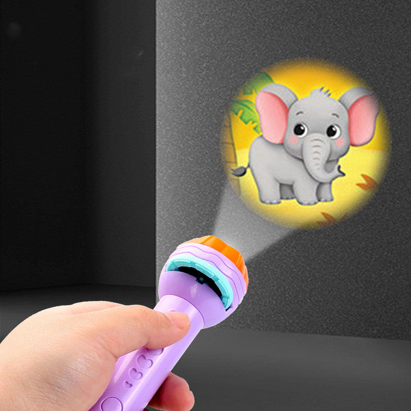 The cartoon projection flashlight toy shown in detail