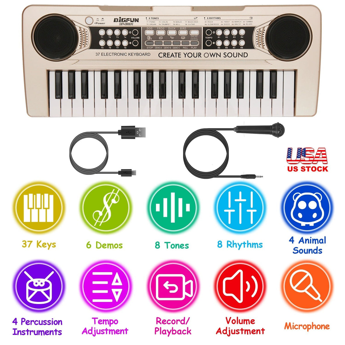 Tiny Tunes 37-Key Keyboard with Microphone