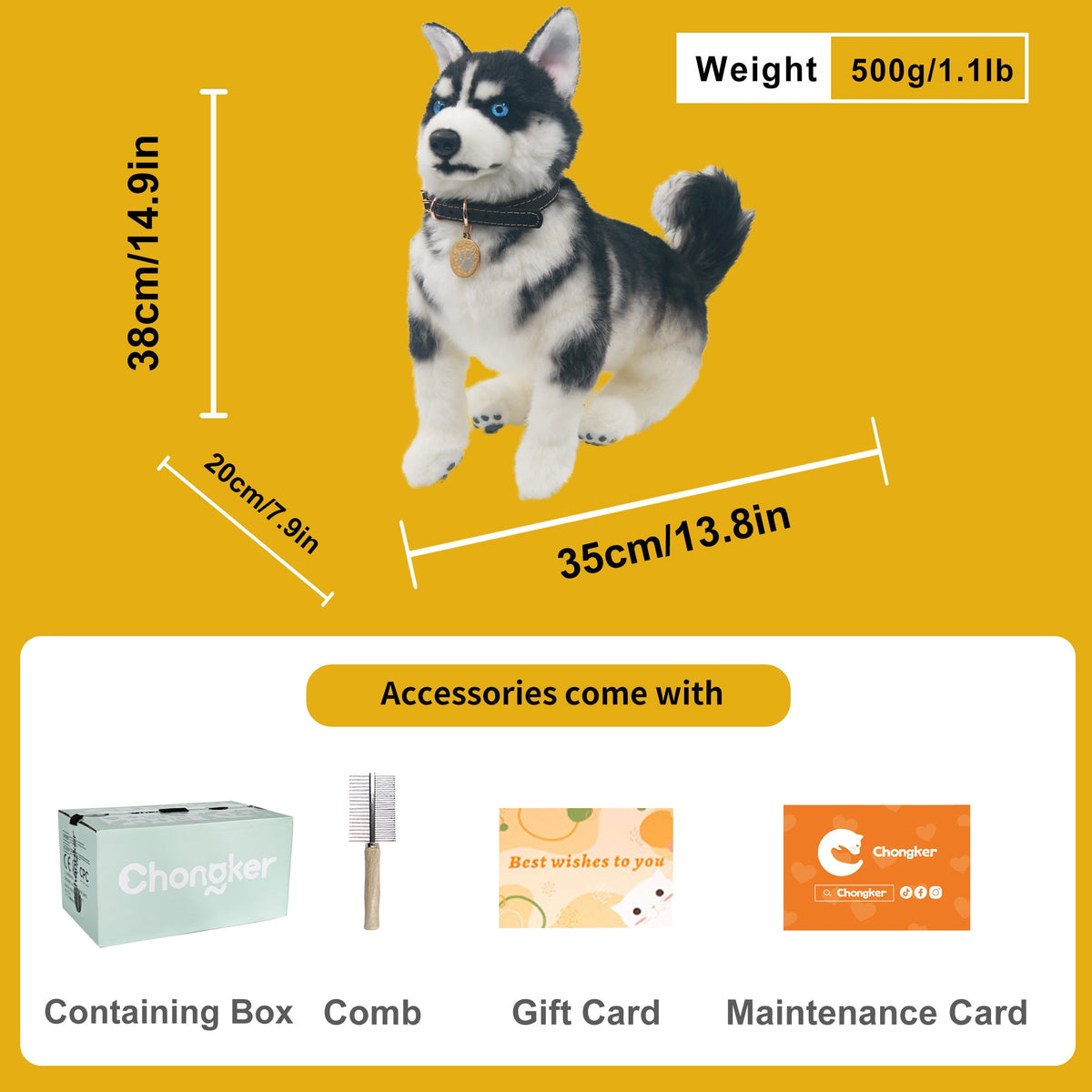 Husky Plush – Realistic Dog Toy Gift for Pet Lovers by Chongker, image 2 of 9