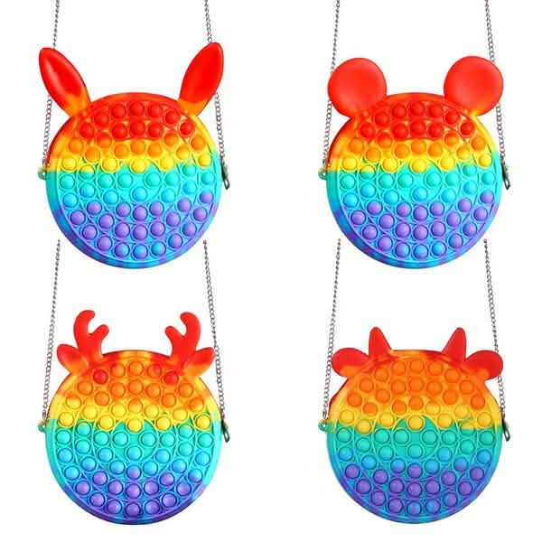 The cute bag clip pop fidget toy and its details up close