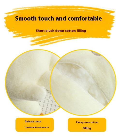 Close-up diagram of goose plush fabric and filling