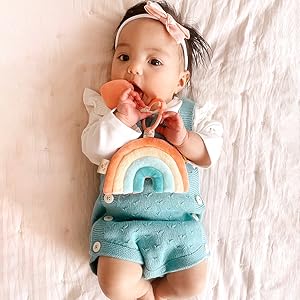 Baby Teether with Crinkle Sound & Ribbons, Great Gift For Newborn