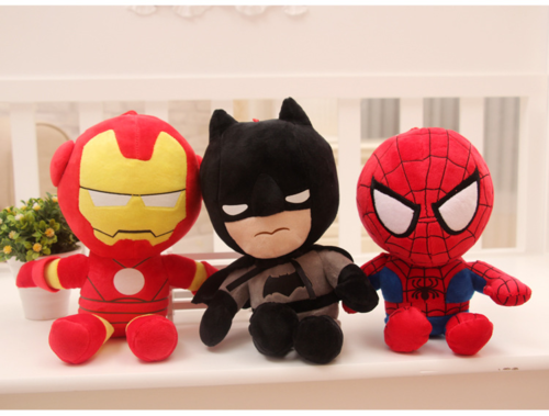 Iron Man, Batman and Spider-Man plush characters