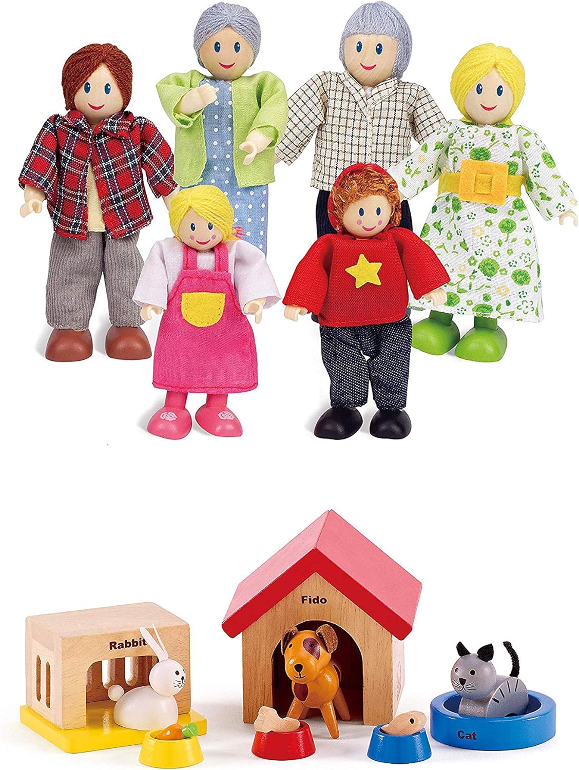 Happy Family Wooden Dollhouse Playset