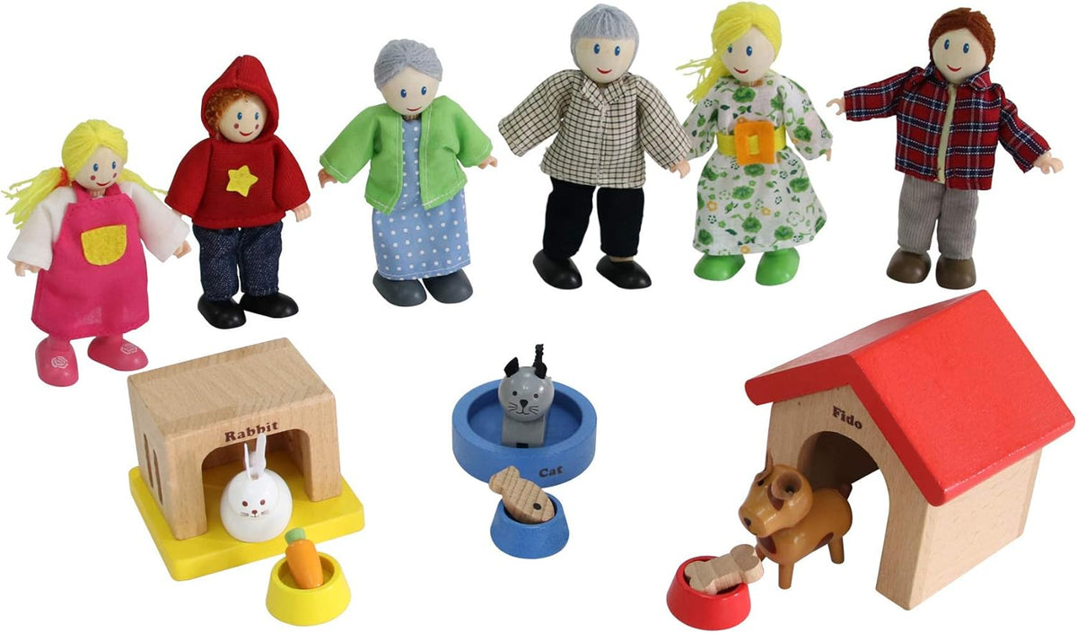 Happy Family Wooden Dollhouse Playset