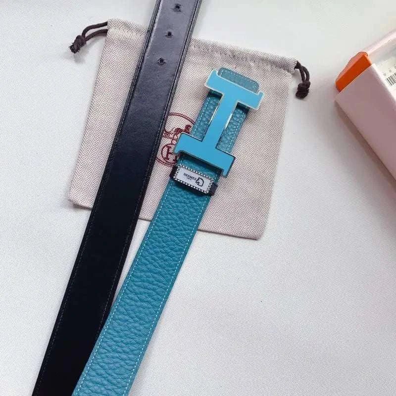 Hermes Men Blue Buckle Belt 'Blue' - Maven Couture Inc