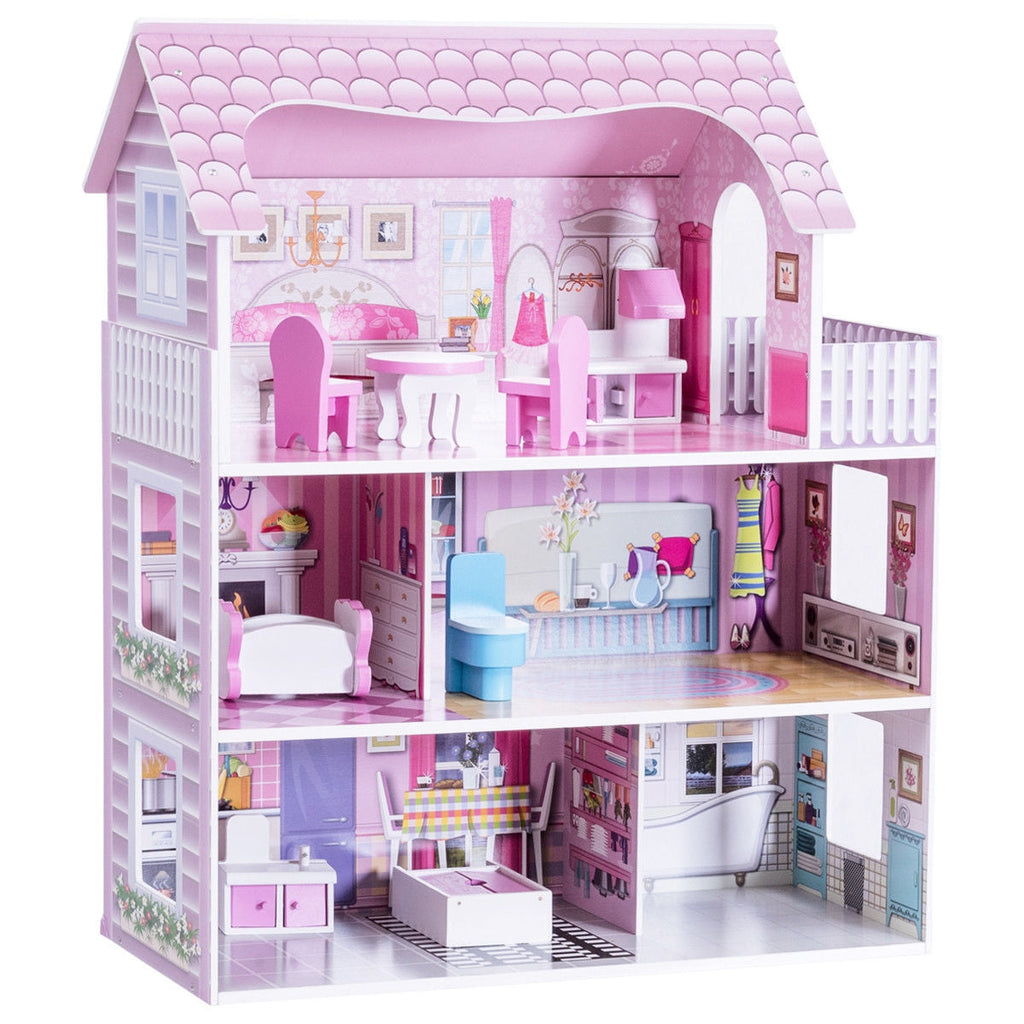 Rosebud 28-Inch Dollhouse with Furniture