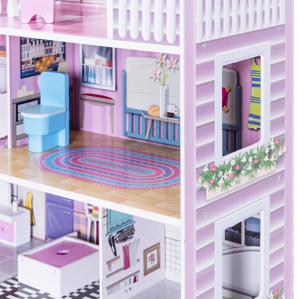 Rosebud 28-Inch Dollhouse with Furniture
