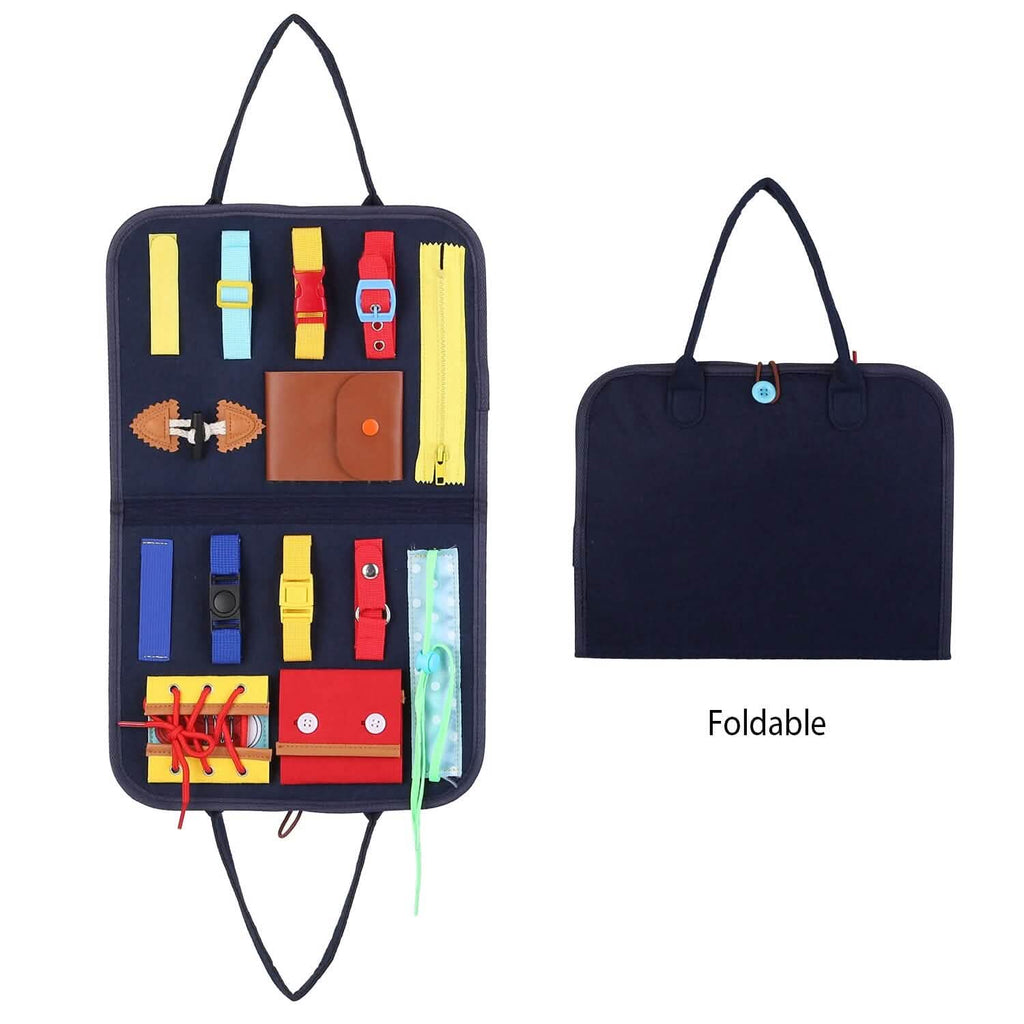 felt busy board sensory activity toy arranged for display