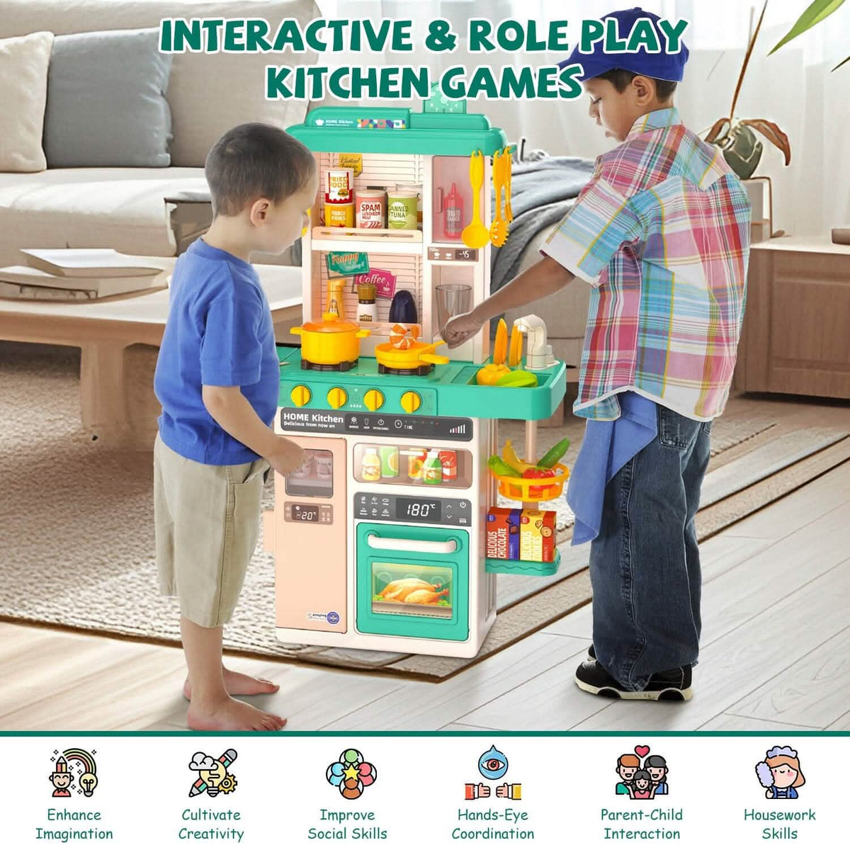 Pretend Play Kitchen Set with Cooking Accessories