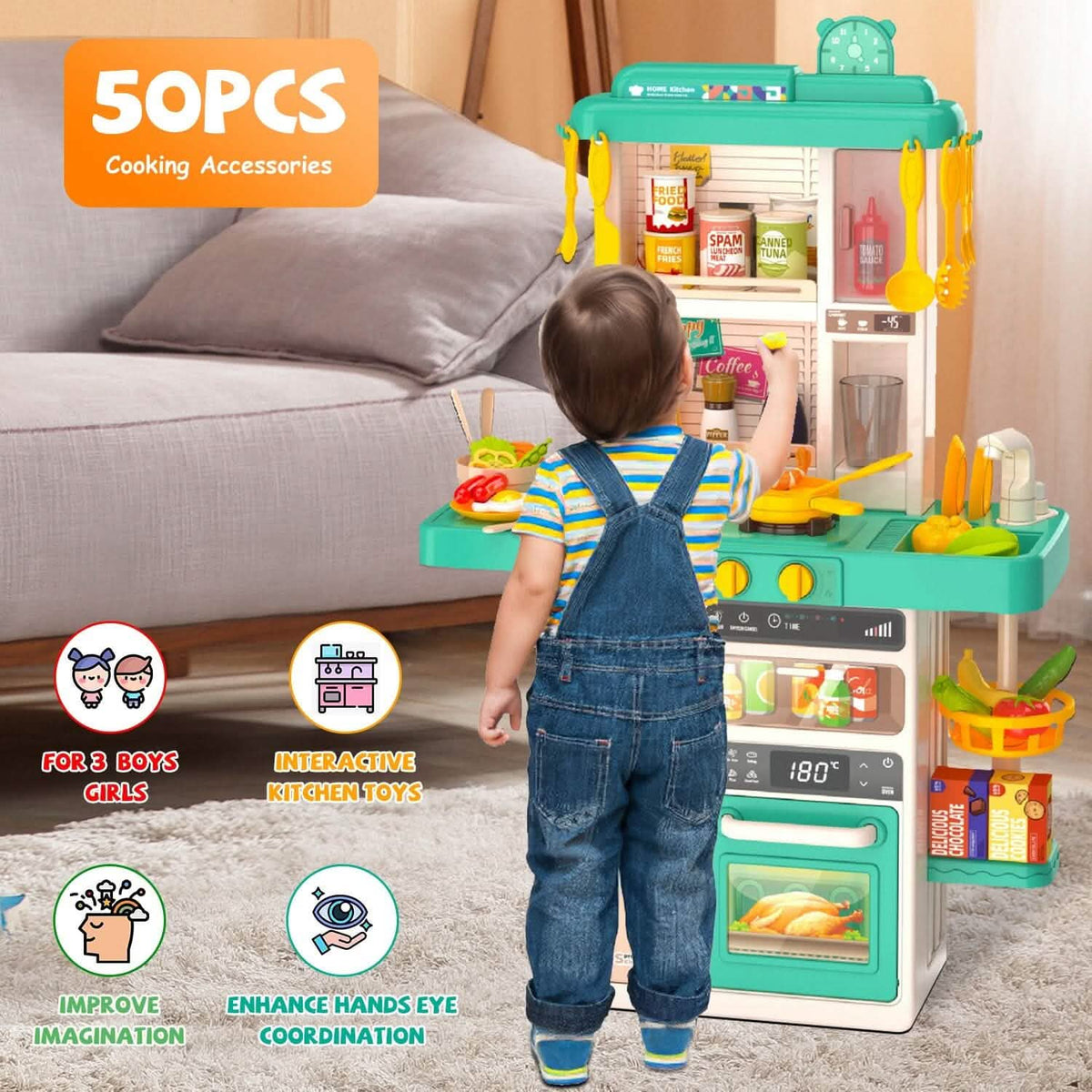Pretend Play Kitchen Set with Cooking Accessories