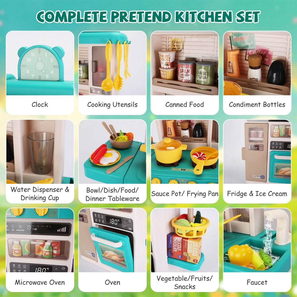 Pretend Play Kitchen Set with Cooking Accessories